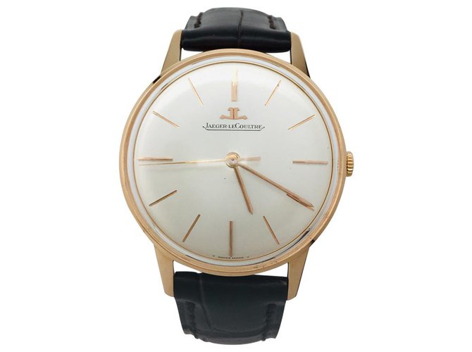 Jaeger Lecoultre watch in pink gold on leather.  ref.113054